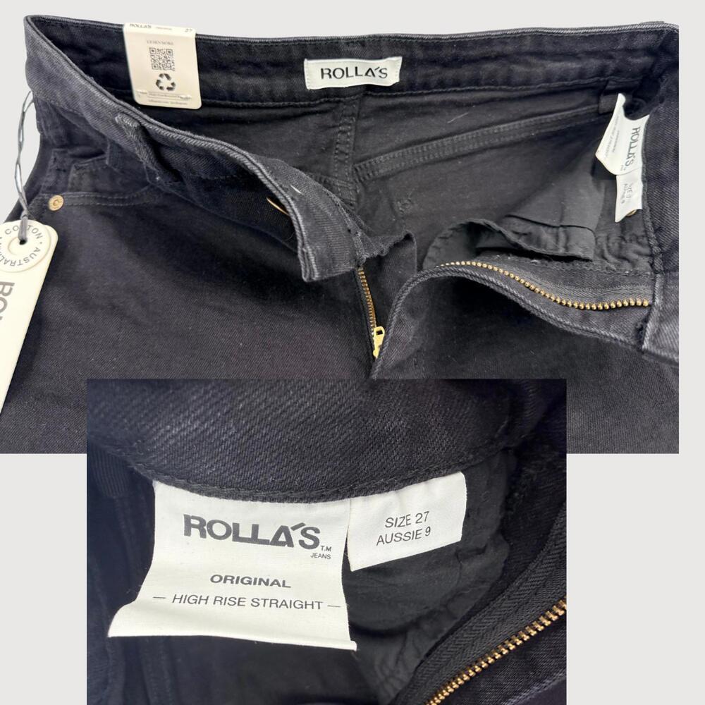 Rolla's Original Straight Jeans High Rise Black 27 NWT - Picture 4 of 9